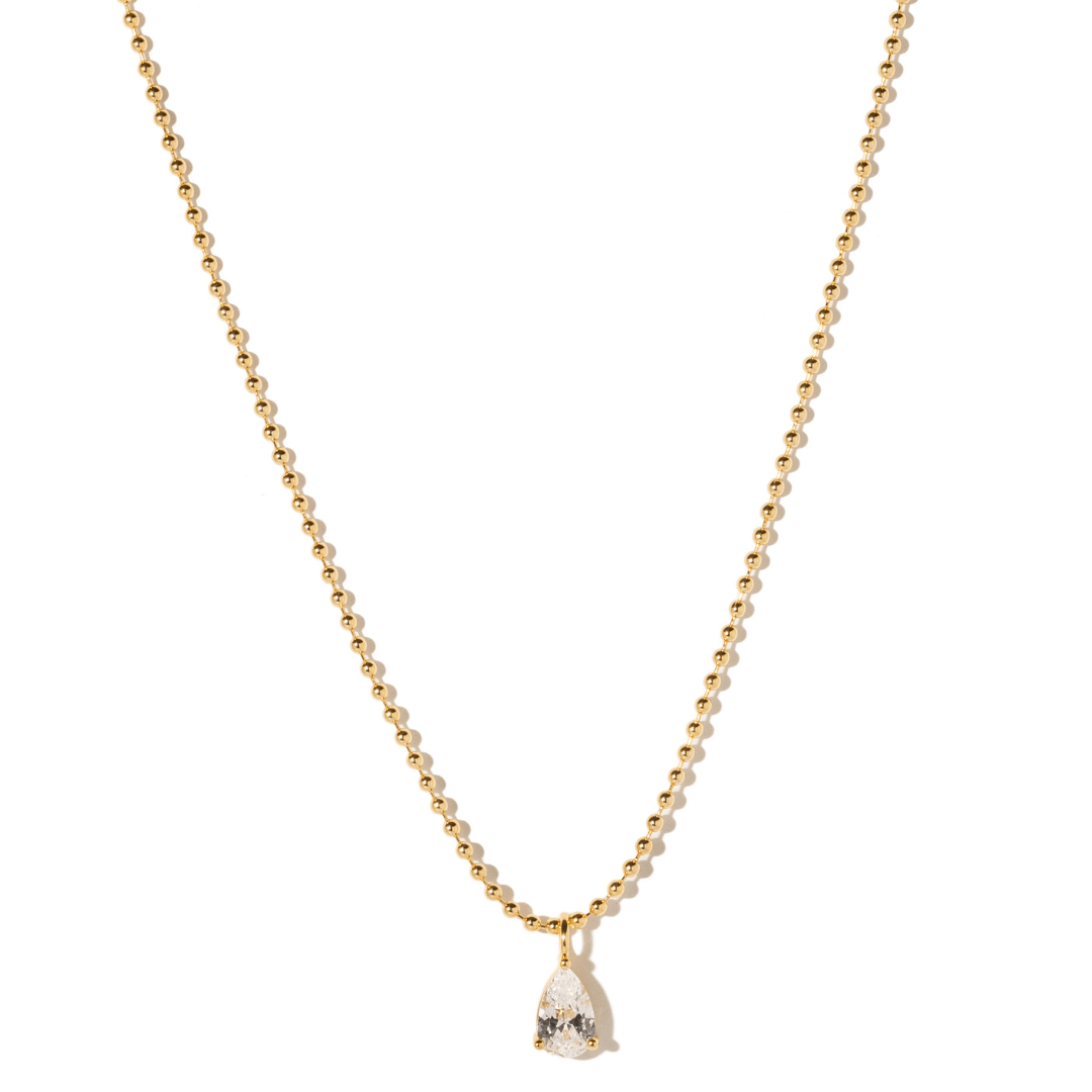 Gold Beaded Pear Necklace - COLLARES - Malandra Jewelry - LGC38-N-E16131