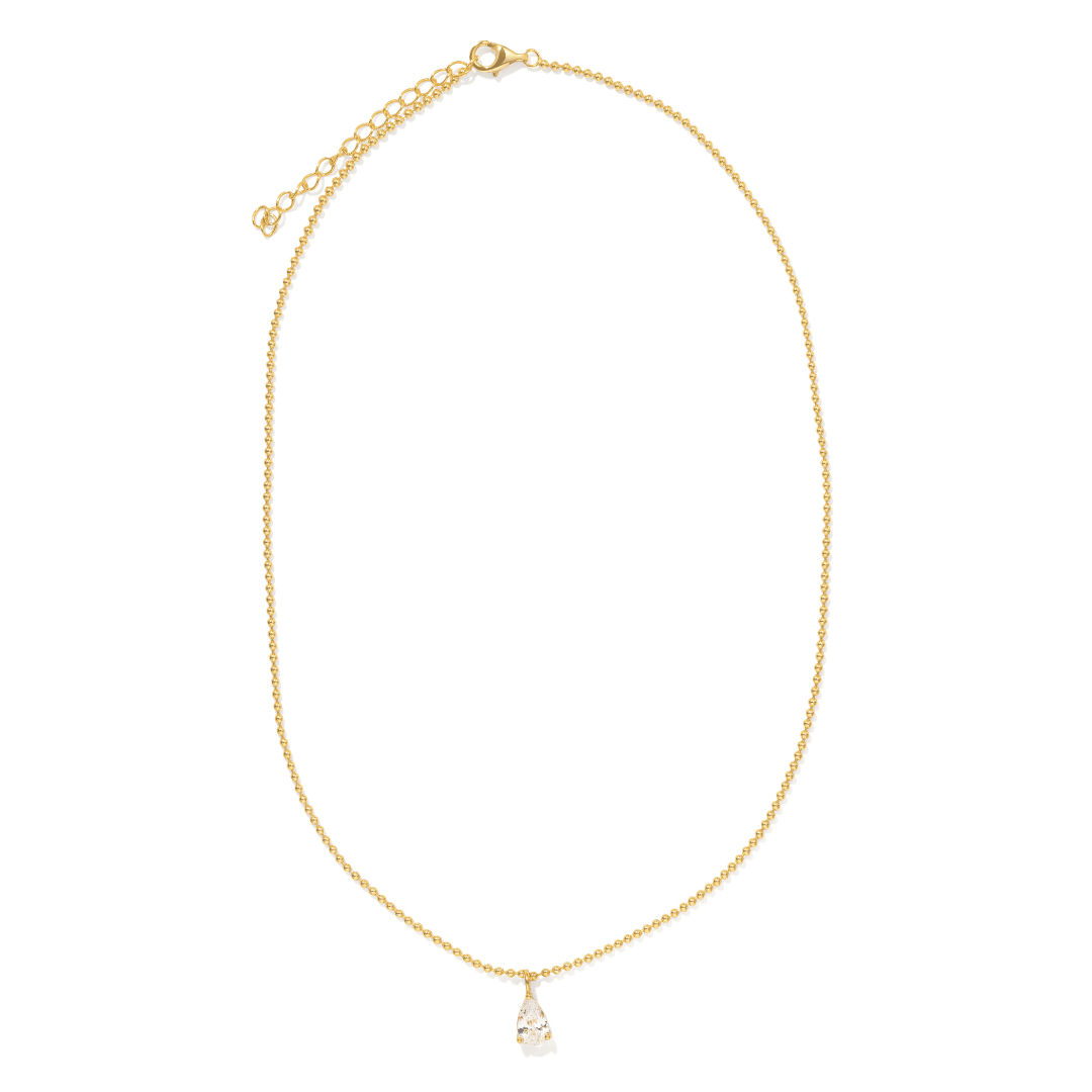 Gold Beaded Pear Necklace - COLLARES - Malandra Jewelry - LGC38-N-E16131