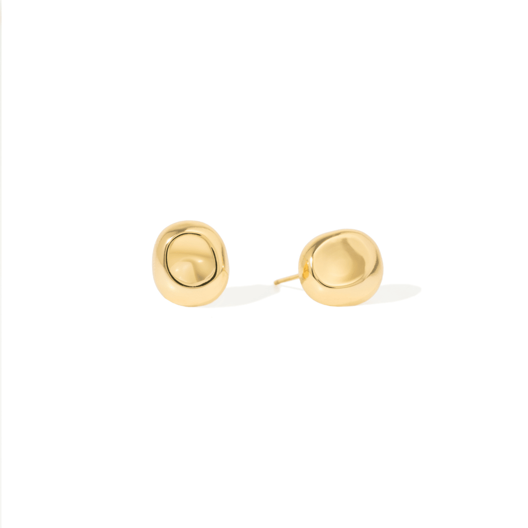 GOLD BOLD SMOOTH EARRINGS - ARETES - Malandra Jewelry - ZWA109-QX02731Y