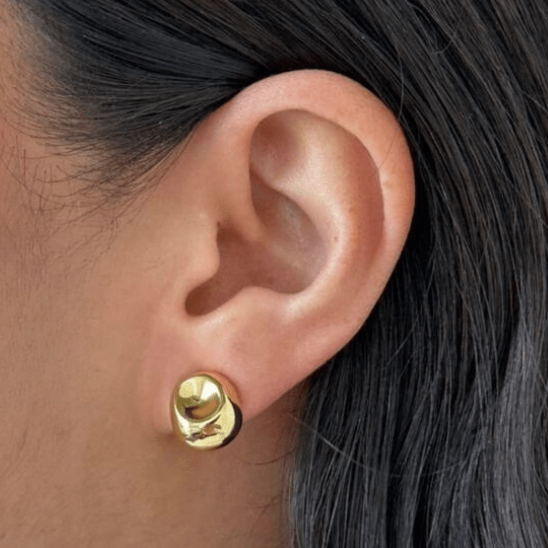 GOLD BOLD SMOOTH EARRINGS - ARETES - Malandra Jewelry - ZWA109-QX02731Y