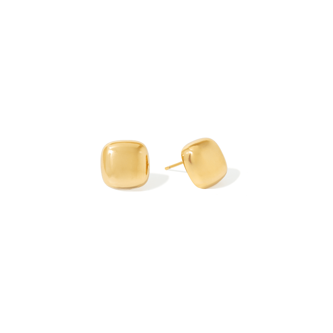 GOLD BOLD SQUARE STUDS - ARETES - Malandra Jewelry - ZWA116-QX02751Y
