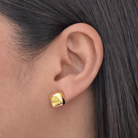 GOLD BOLD SQUARE STUDS - ARETES - Malandra Jewelry - ZWA116-QX02751Y