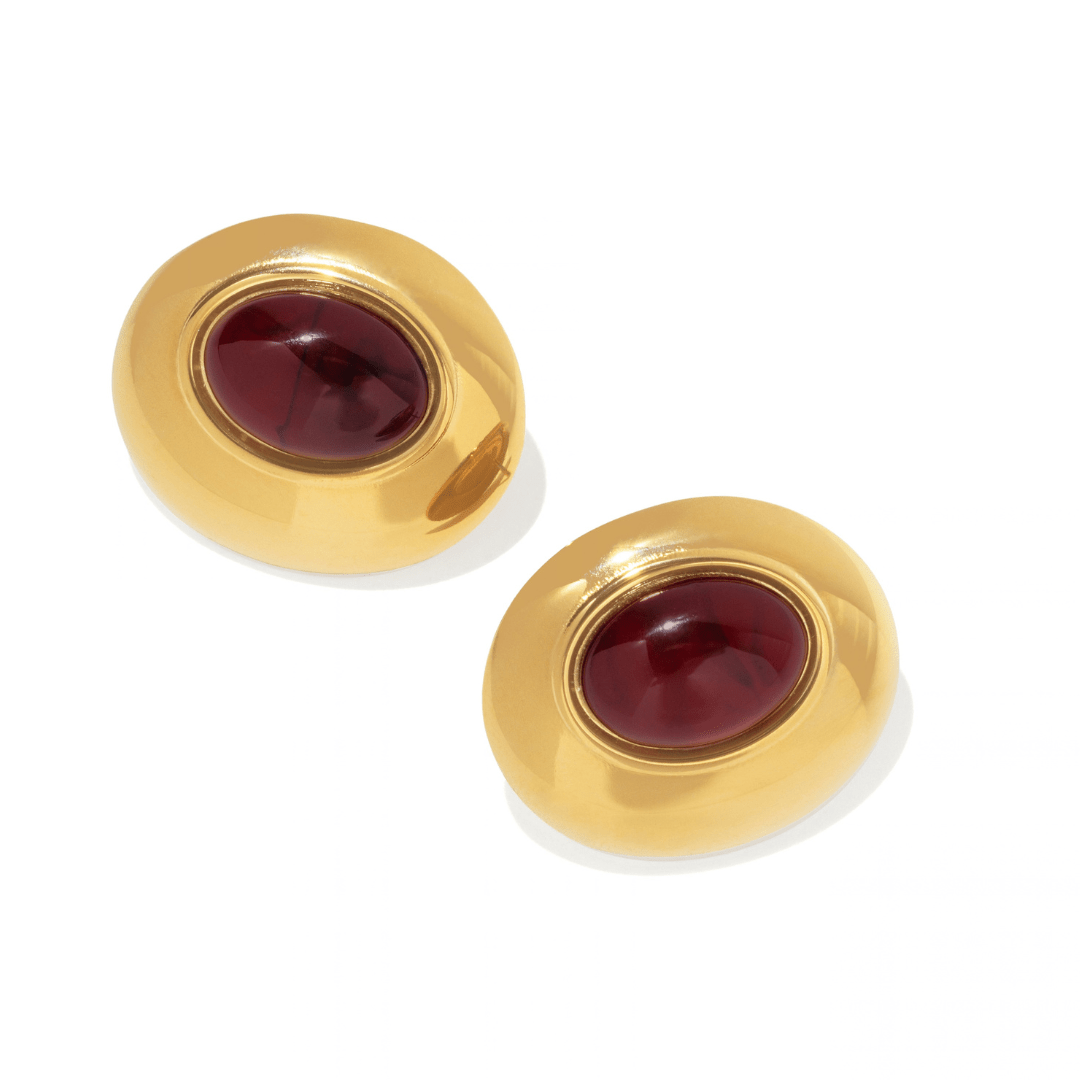 Gold Bordeaux Dome Studs - ARETES - Malandra Jewelry - EUWA675-JDE0106077