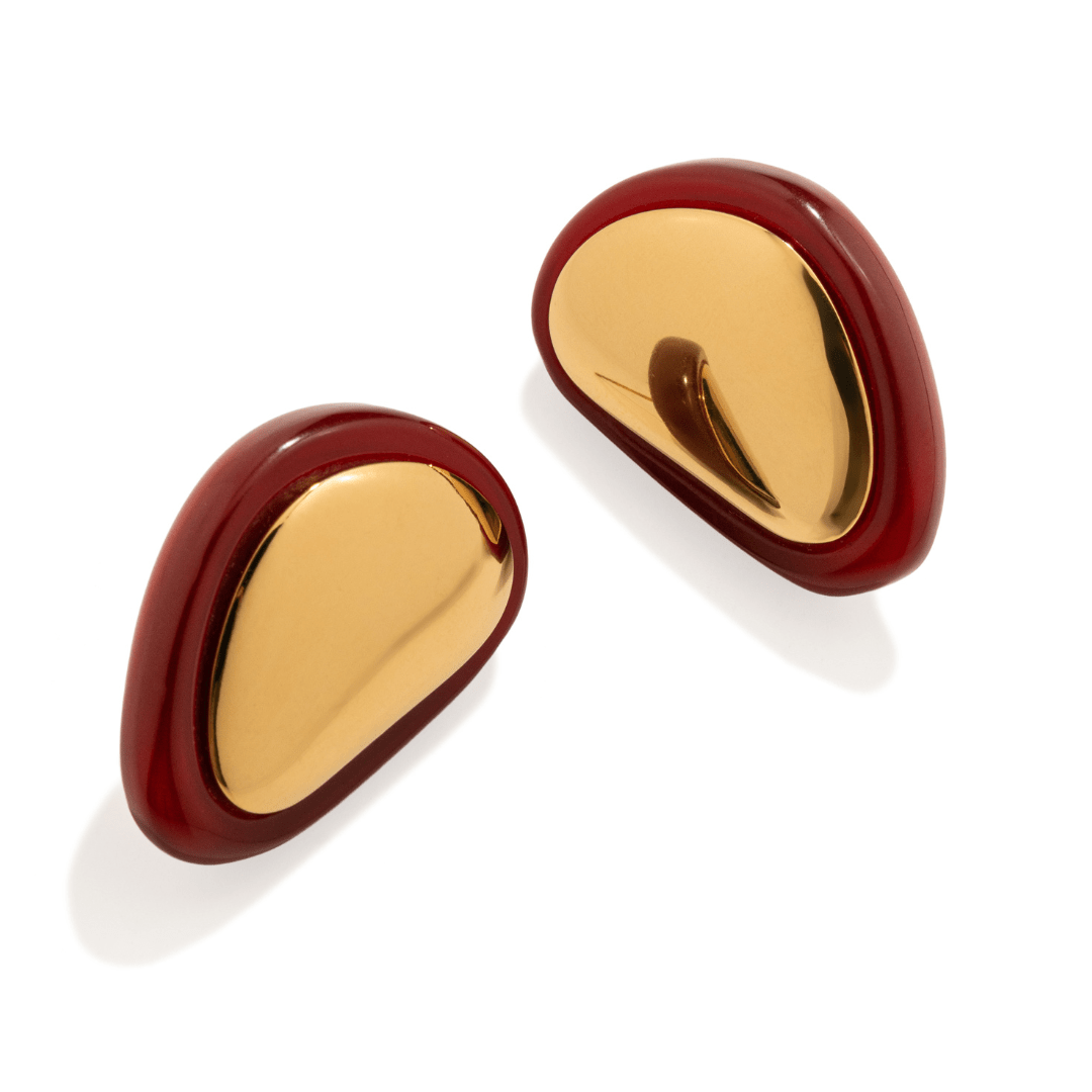 Gold Bordeaux Pebble Studs - ARETES - Malandra Jewelry - EUWA699-JDE2408067