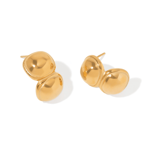 Gold Bubble Duo Earrings - ARETES - Malandra Jewelry - EUWA624-JDE0107038-1