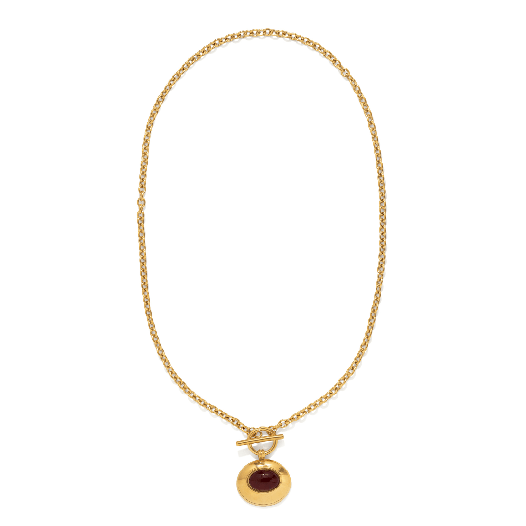 Gold Cabochon Toggle Necklace - COLLARES - Malandra Jewelry - EUWC693-JDN0106077