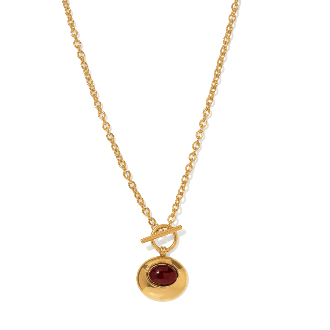 Gold Cabochon Toggle Necklace - COLLARES - Malandra Jewelry - EUWC693-JDN0106077