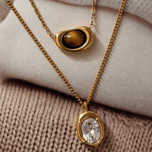 Gold Cognac Inlay Necklace - COLLARES - Malandra Jewelry - EUWC760-JDN0107043-BR