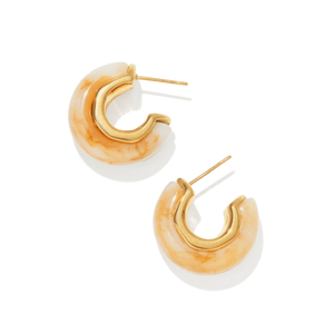 Gold Cream Dome Hoops - ARETES - Malandra Jewelry - EUWA690-JDE0307030-WT-1