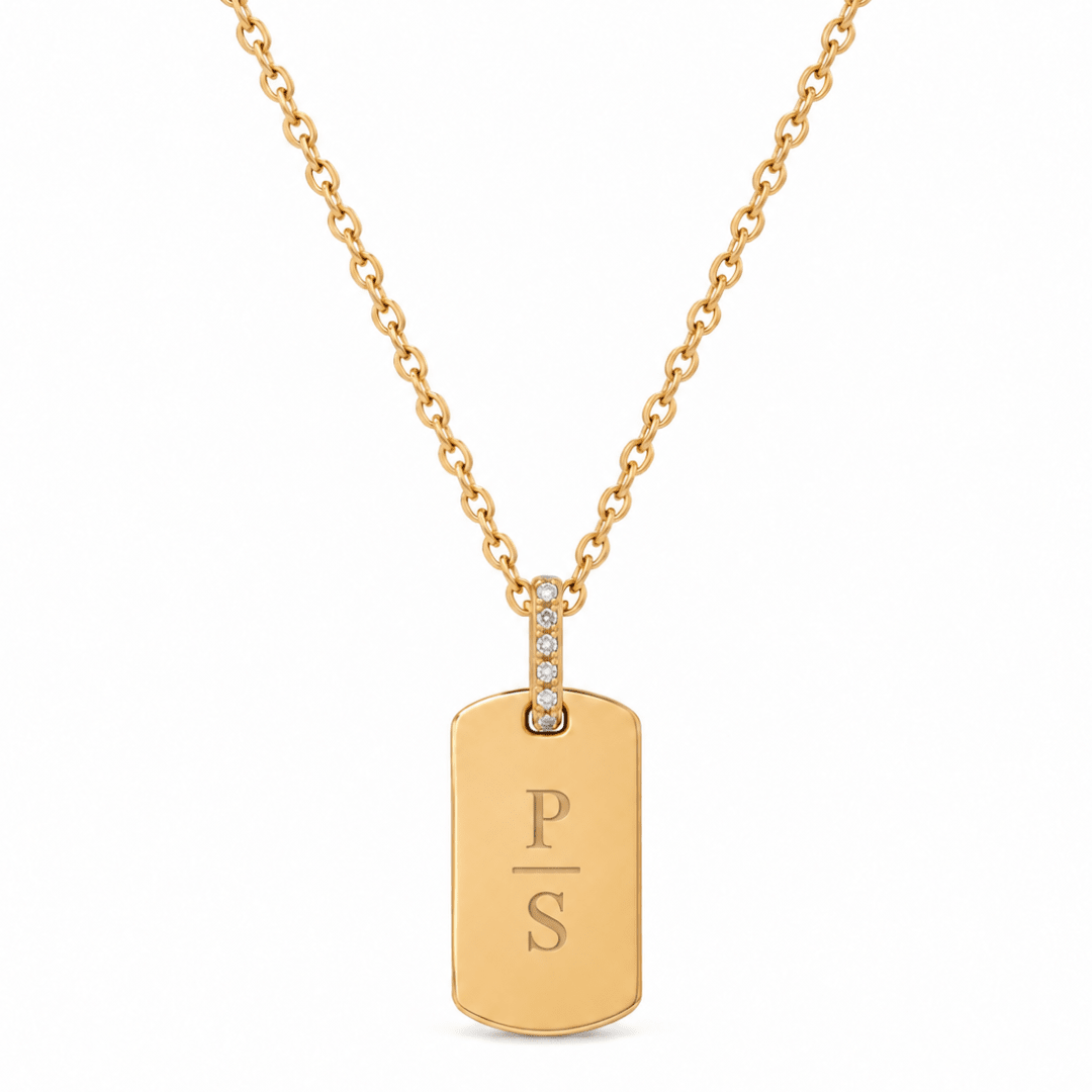 GOLD CUSTOM TAG NECKLACE - COLLARES GRABADOS - Malandra Jewelry - LJC3-JT-N3092