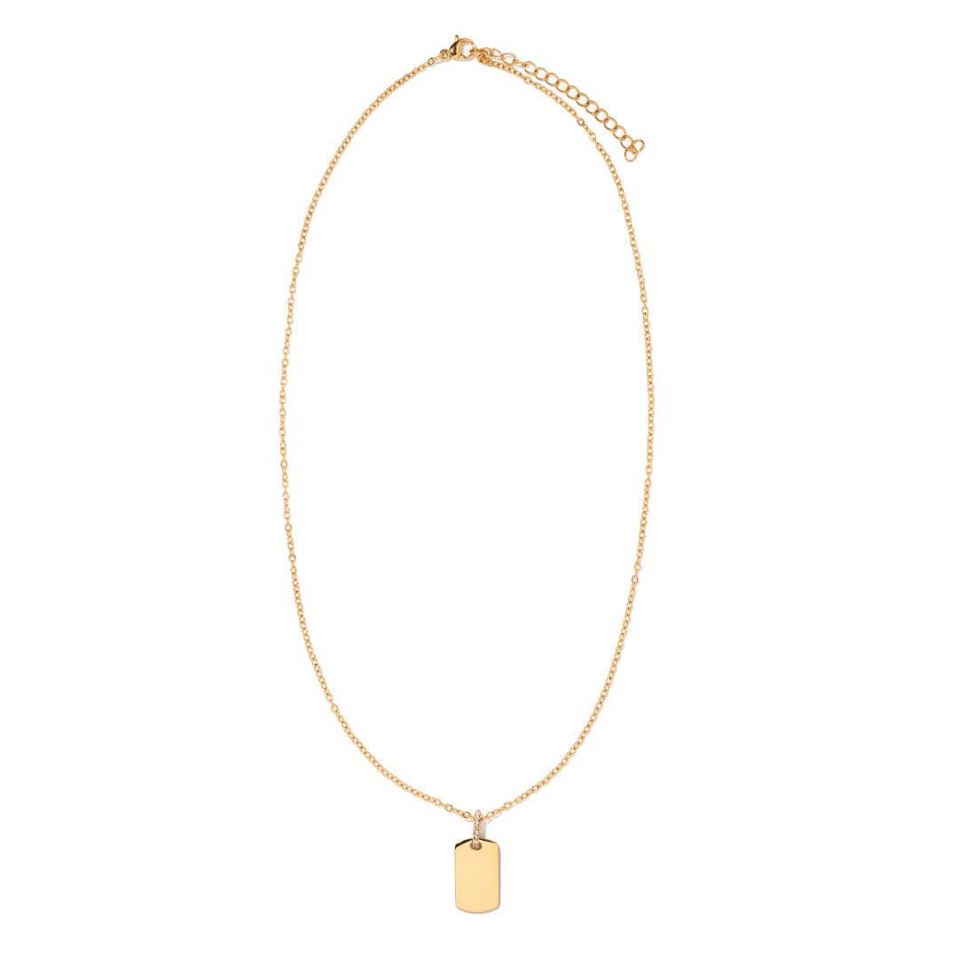 GOLD CUSTOM TAG NECKLACE - COLLARES GRABADOS - Malandra Jewelry - LJC3-JT-N3092