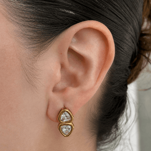 Gold Dazzle Drop Earrings - ARETES - Malandra Jewelry - EUWA626-JDE0105307