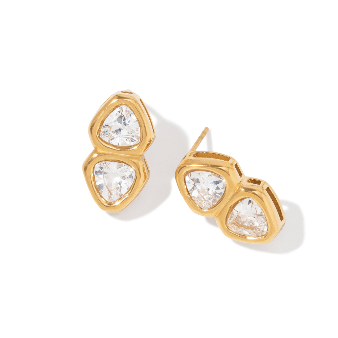 Gold Dazzle Drop Earrings - ARETES - Malandra Jewelry - EUWA626-JDE0105307