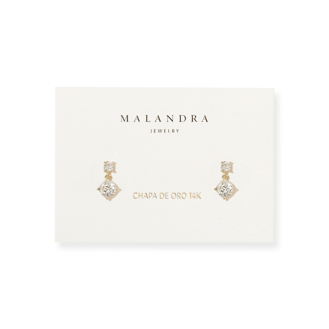 Gold Double Spark Earrings - ARETES - Malandra Jewelry - ZWA200-QX09656Y