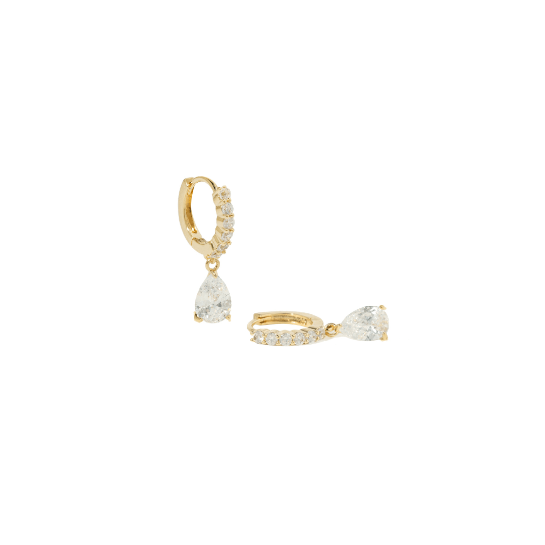 GOLD DROP GLEAM HOOPS - ARETES - Malandra Jewelry - ZWA122-QX01368