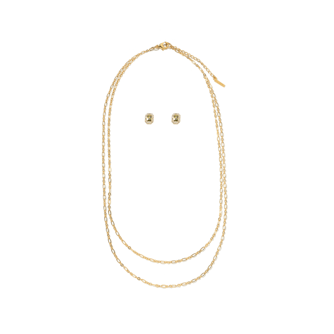 GOLD & EMERALD LAYERED GIFT SET - SETS DE REGALO - Malandra Jewelry - SET139