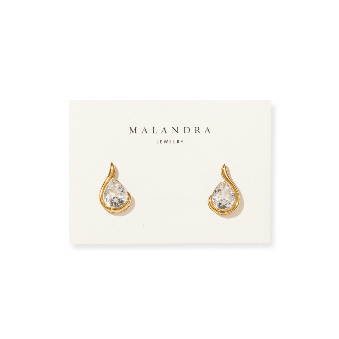 Gold Flame Glow Studs - ARETES - Malandra Jewelry - EUWA756-JDE0308201