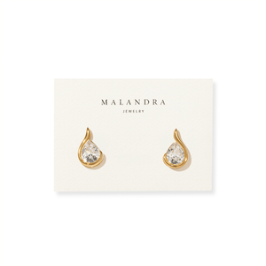 Gold Flame Glow Studs - ARETES - Malandra Jewelry - EUWA756-JDE0308201