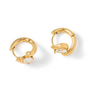 Gold Flare Drop Huggies - ARETES - Malandra Jewelry - EUWA608-JDE0312229