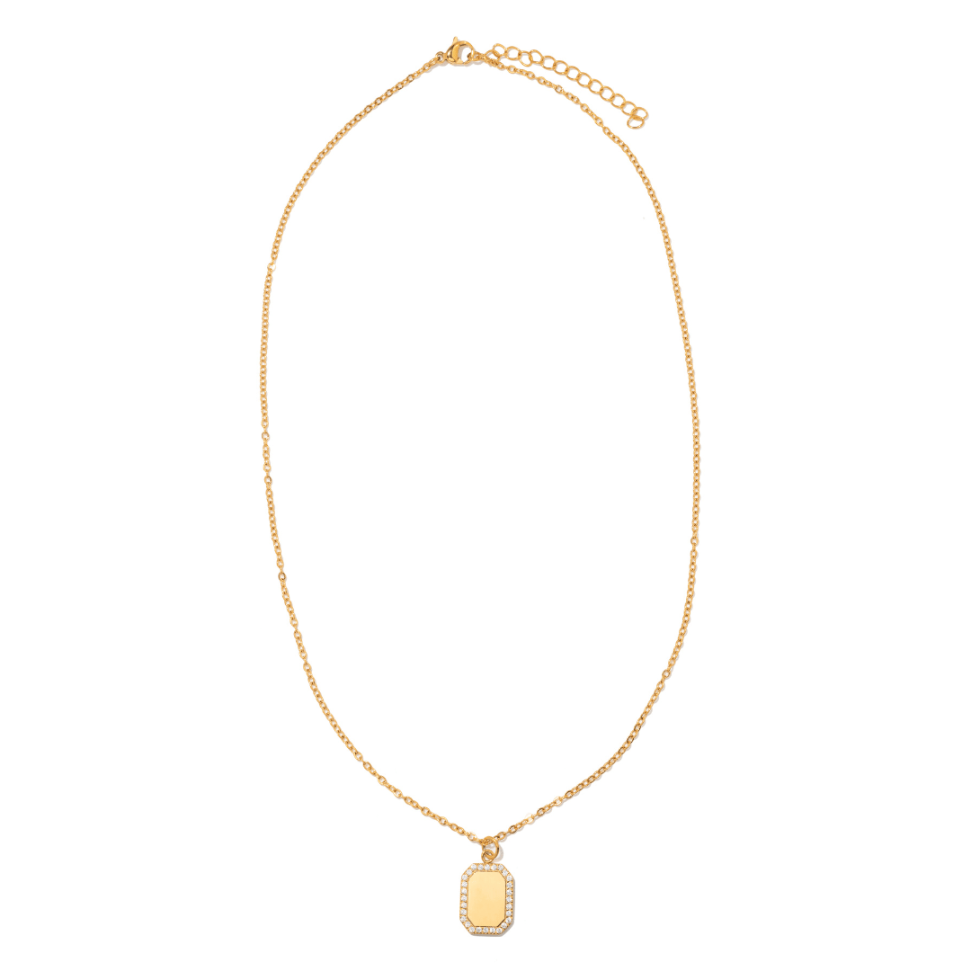 GOLD GLAM CUSTOM TAG NECKLACE - COLLARES GRABADOS - Malandra Jewelry - LJC2-JT-NB2958