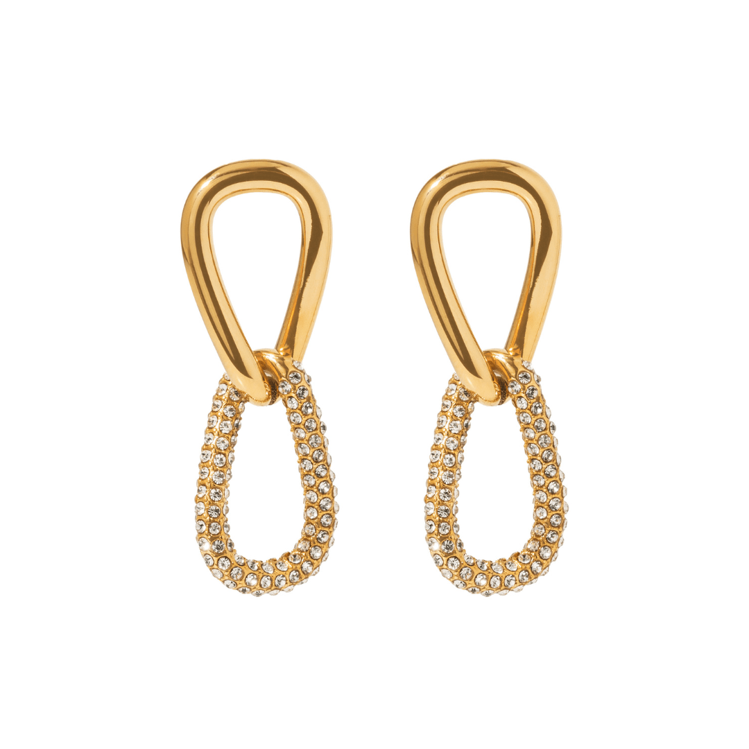 Gold Glam Link Earrings - ARETES - Malandra Jewelry - EUWA706-JDE0103320-2