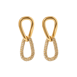 Gold Glam Link Earrings - ARETES - Malandra Jewelry - EUWA706-JDE0103320-2
