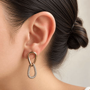 Gold Glam Link Earrings - ARETES - Malandra Jewelry - EUWA706-JDE0103320-2