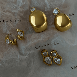Gold Gleam Dome Earrings - ARETES - Malandra Jewelry - EUWA617-JDE0103317