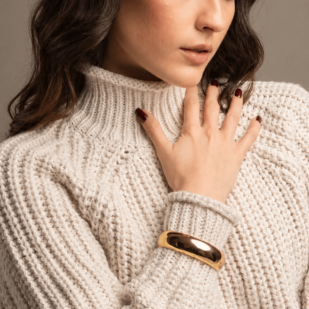 Gold Glossy Bangle Bracelet - PULSERAS - Malandra Jewelry - EUWP740-JDB0106050