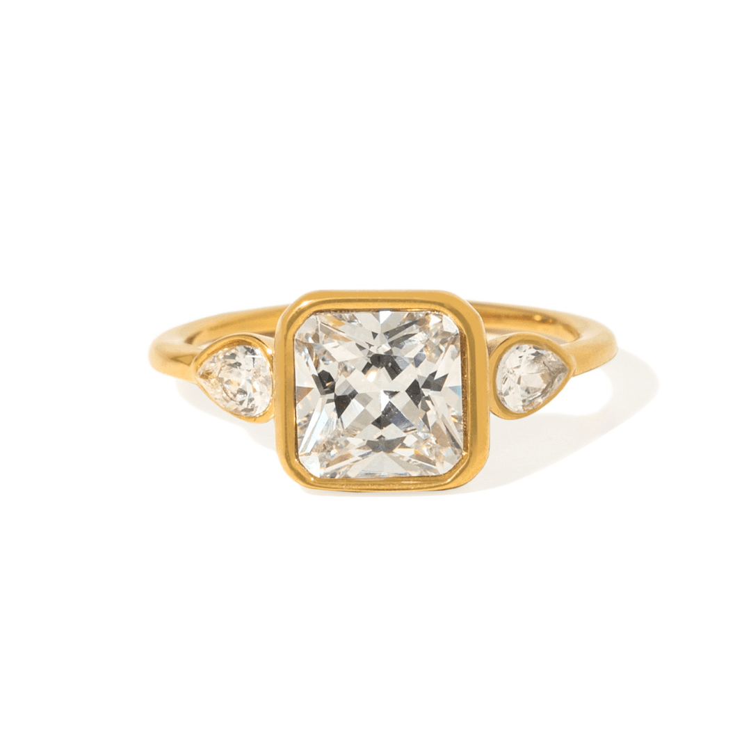 Gold Grand Square Ring - ANILLOS - Malandra Jewelry - EUWR689-JDR0106085