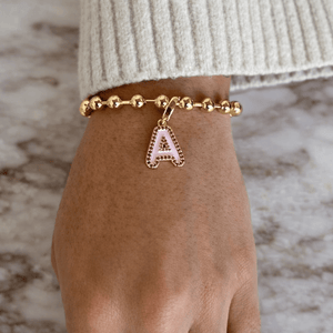 GOLD INITIAL BEADS BRACELET - PULSERAS - Malandra Jewelry - EYHP136.A