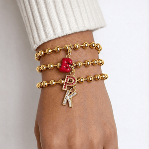 GOLD INITIAL BEADS BRACELET - PULSERAS - Malandra Jewelry - EYHP136.A