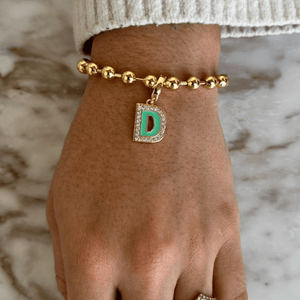 GOLD INITIAL BEADS BRACELET - PULSERAS - Malandra Jewelry - EYHP136.D