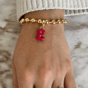 GOLD INITIAL BEADS BRACELET - PULSERAS - Malandra Jewelry - EYHP136.E
