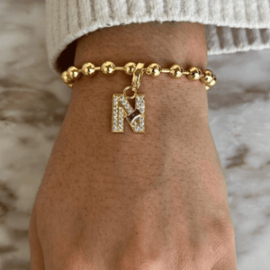 GOLD INITIAL BEADS BRACELET - PULSERAS - Malandra Jewelry - EYHP136.N