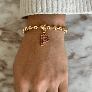 GOLD INITIAL BEADS BRACELET - PULSERAS - Malandra Jewelry - EYHP136.P
