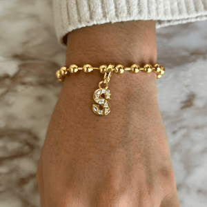 GOLD INITIAL BEADS BRACELET - PULSERAS - Malandra Jewelry - EYHP136.S