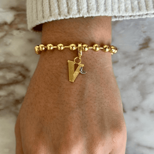 GOLD INITIAL BEADS BRACELET - PULSERAS - Malandra Jewelry - EYHP136.V