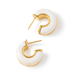 Gold Ivory Sculpt Earrings - ARETES - Malandra Jewelry - EUWA595-JDE0104315-WT