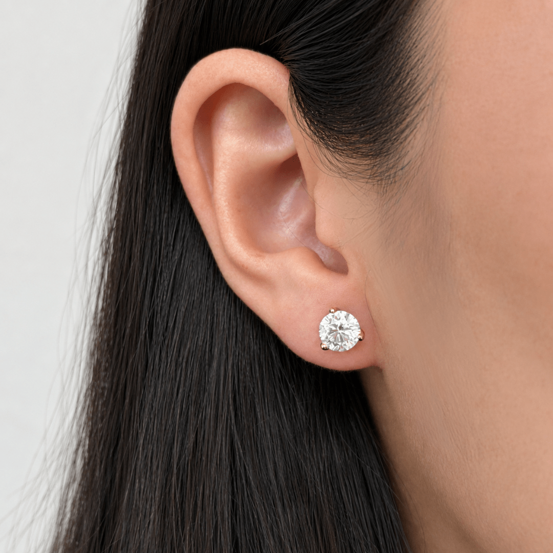 GOLD LARGE LUCENT STUDS - ARETES - Malandra Jewelry - LRA2-SMOE09-14K-8