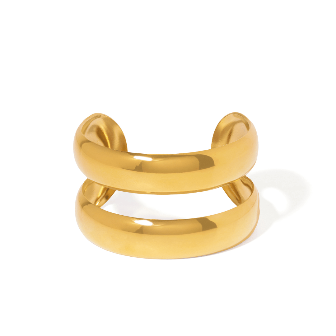 Gold Loop Cuff Bracelet - PULSERAS - Malandra Jewelry - EUWP752-JDB0108013