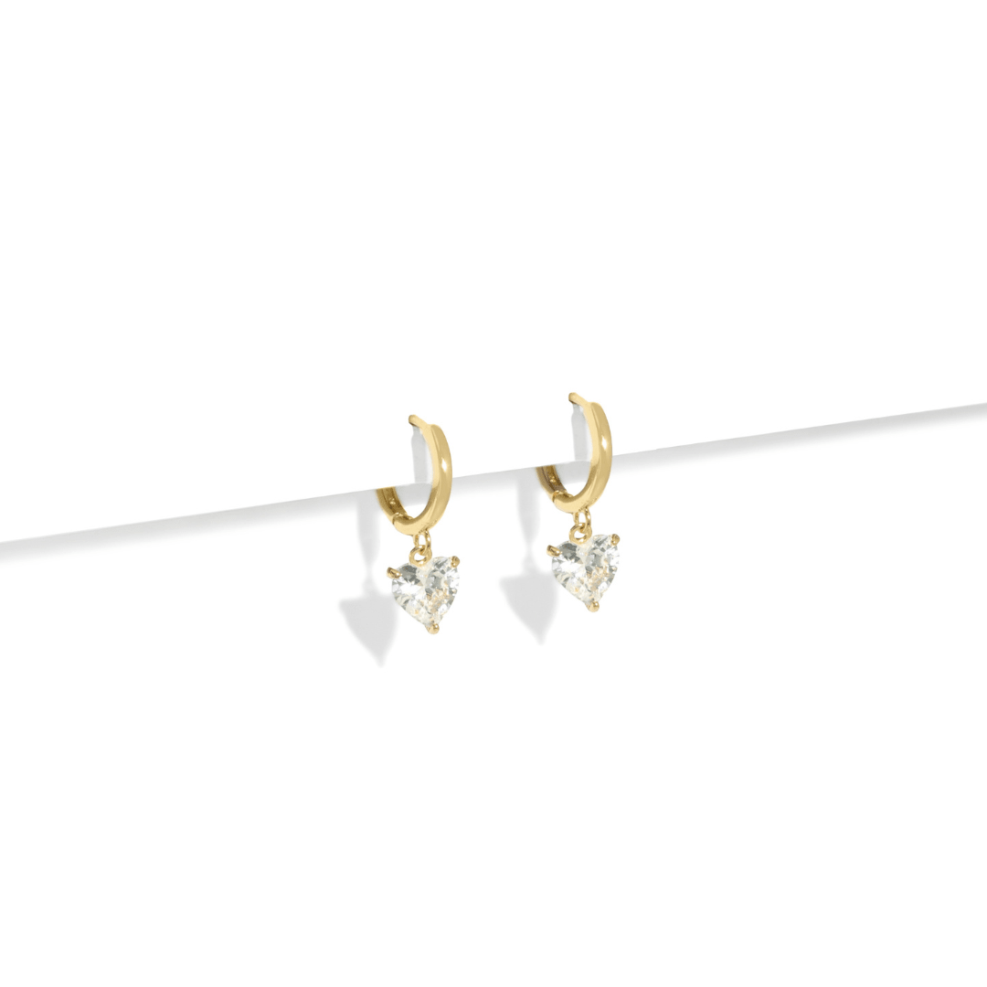 GOLD LOVE DROP HOOPS - ARETES - Malandra Jewelry - ZWA128-QX01326