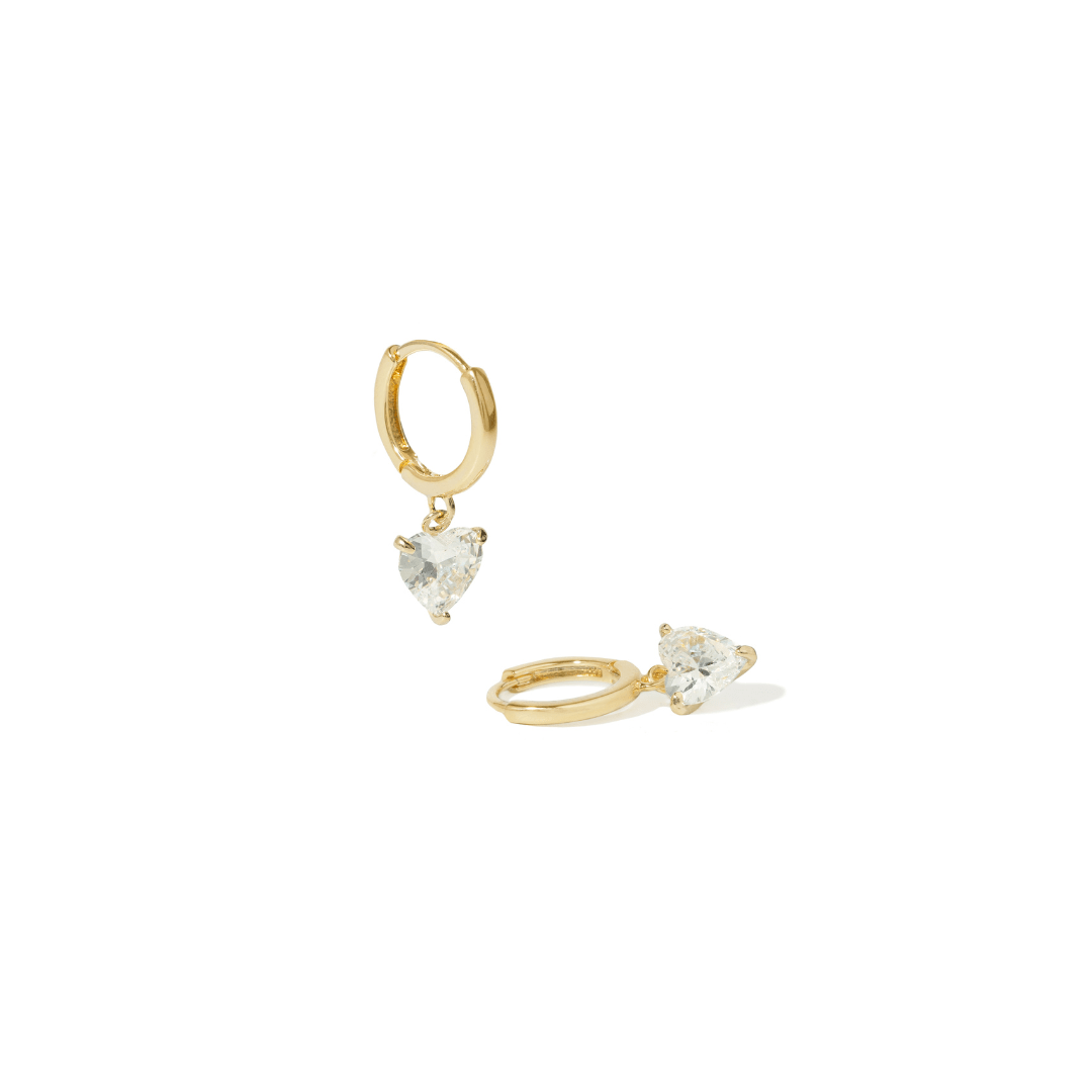 GOLD LOVE DROP HOOPS - ARETES - Malandra Jewelry - ZWA128-QX01326