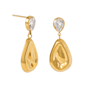 Gold Lustrous Drop Earrings - ARETES - Malandra Jewelry - EUWA599-JDE0104321