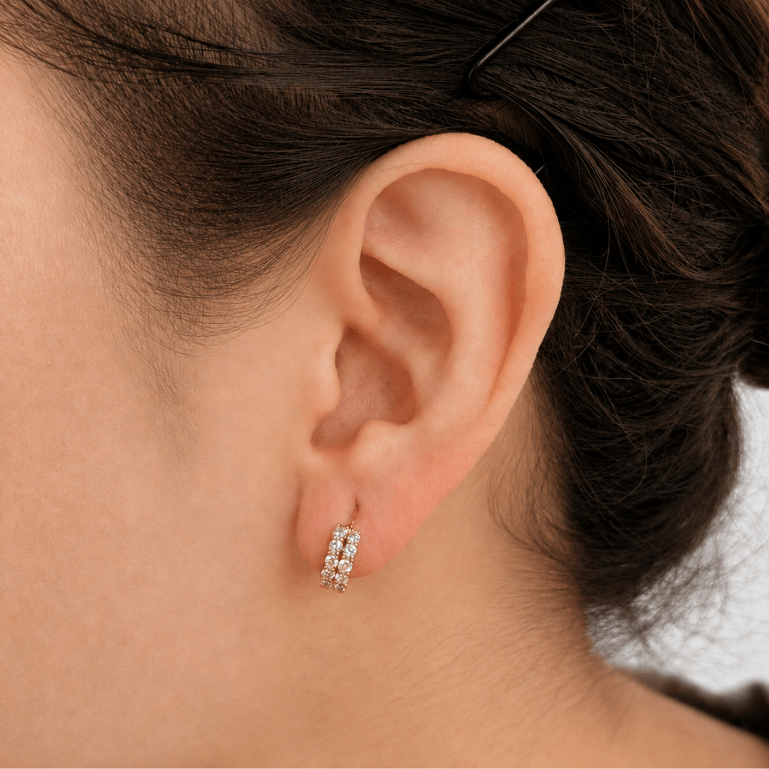 Gold Lustrous Huggies - ARETES - Malandra Jewelry - ZWA199-QX09706YN