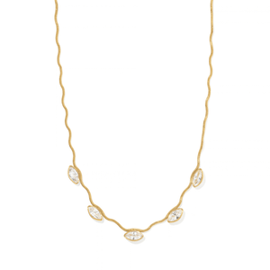 Gold Marquise Wave Necklace - COLLARES - Malandra Jewelry - EUWC679-JDN0307070-2