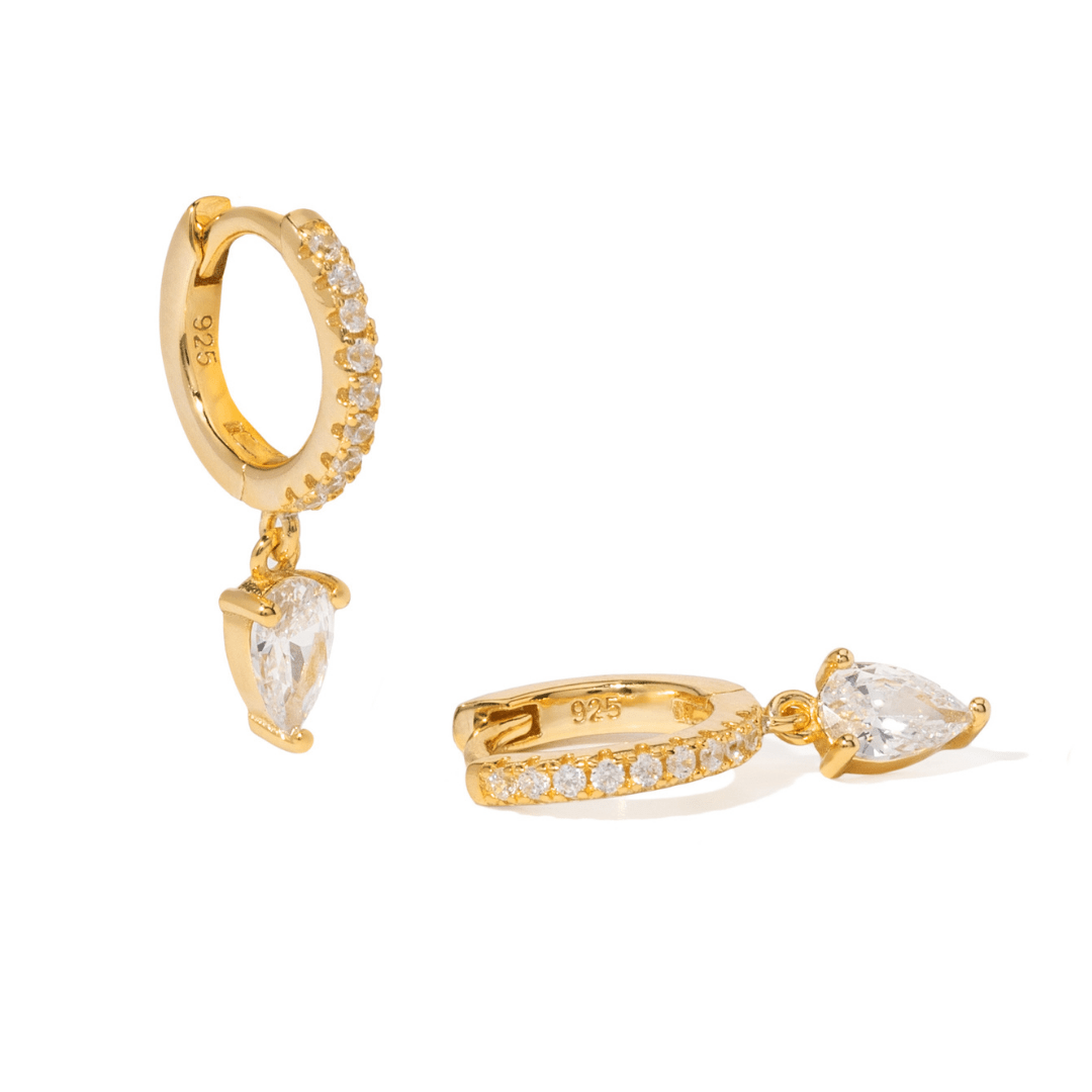 Gold Milano Drop Huggies - ARETES - Malandra Jewelry - LSA13-HC48780