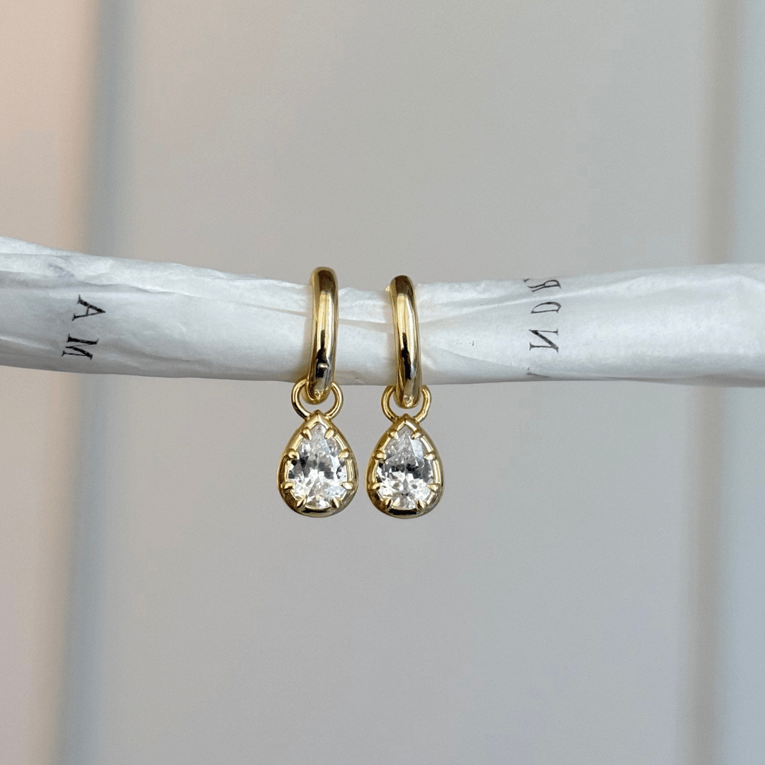 Gold Milano Pear Huggies - ARETES - Malandra Jewelry - LSA9-HC57336