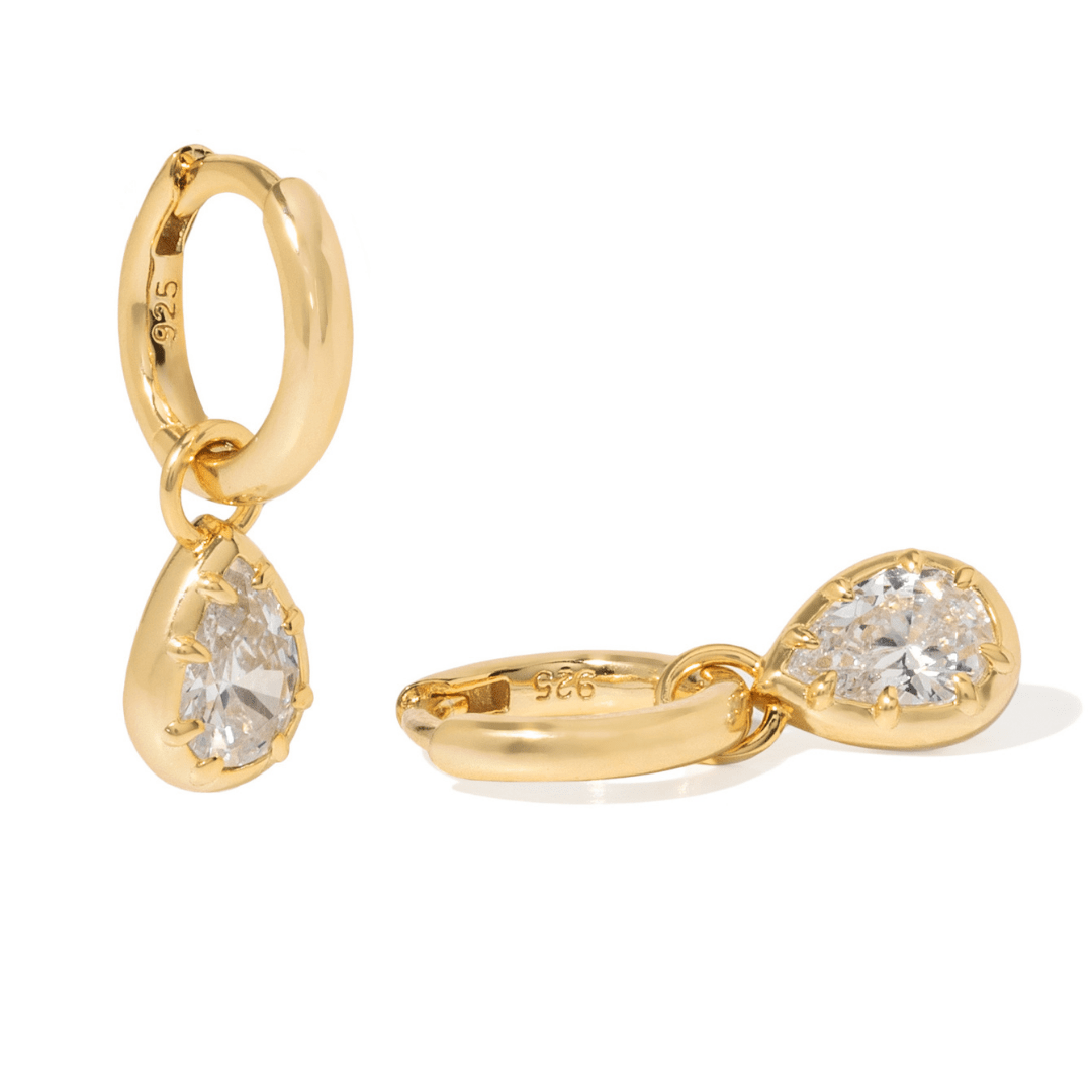 Gold Milano Pear Huggies - ARETES - Malandra Jewelry - LSA9-HC57336