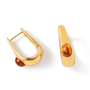 Gold Mocha Sculpt Huggies - ARETES - Malandra Jewelry - EUWA601-JDE0103327-BR